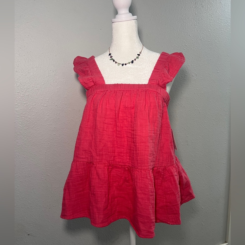 SO Pink Ruffle Sleeve‎ Tank Top